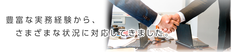 豊富な実務経験から、さまざまな状況に対応してきました。